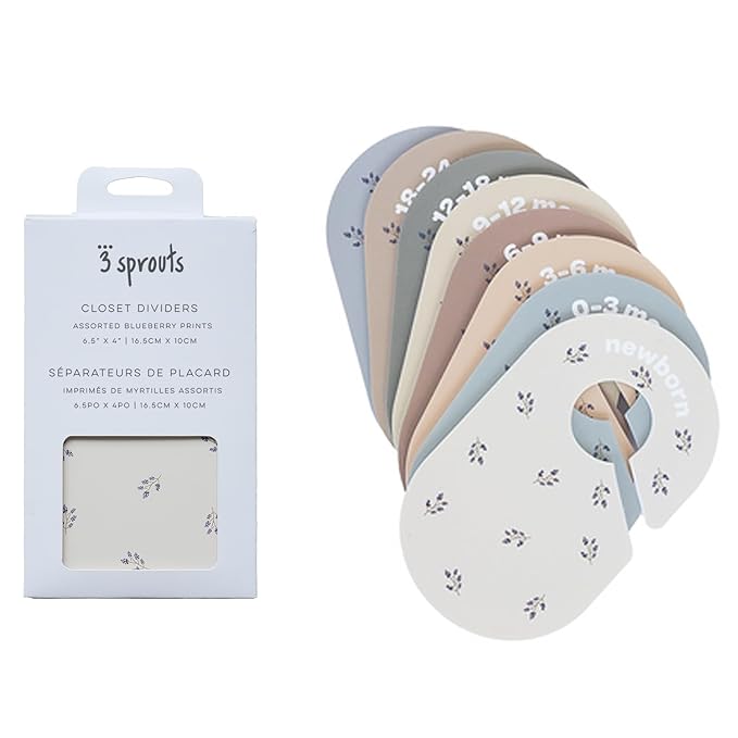 3 Sprouts Baby Closet Dividers Set of 8 - Toddler Clothes Organizer Hanger, Double-Sided Size Labels - Nursery Organization for Newborn Clothing, Infant, Boy & Girl - Blueberry