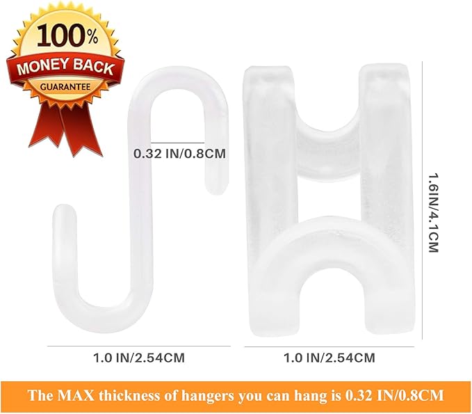 Clothes Hanger Connector Hooks, Outfit Hangers, Hanger Extender Clips, Cascading Hanger Hooks, Velvet Huggable Hangers Accessory, Heavy Duty Space Saving for Closet 60 Pcs (Clear)