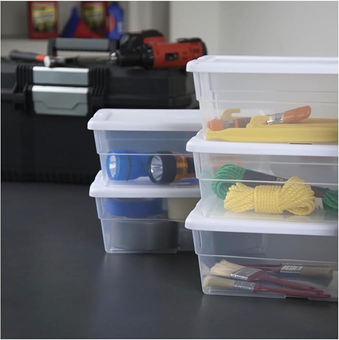 STERILITE 6-Quart Storage Bin Shoe Box - Clear (4)