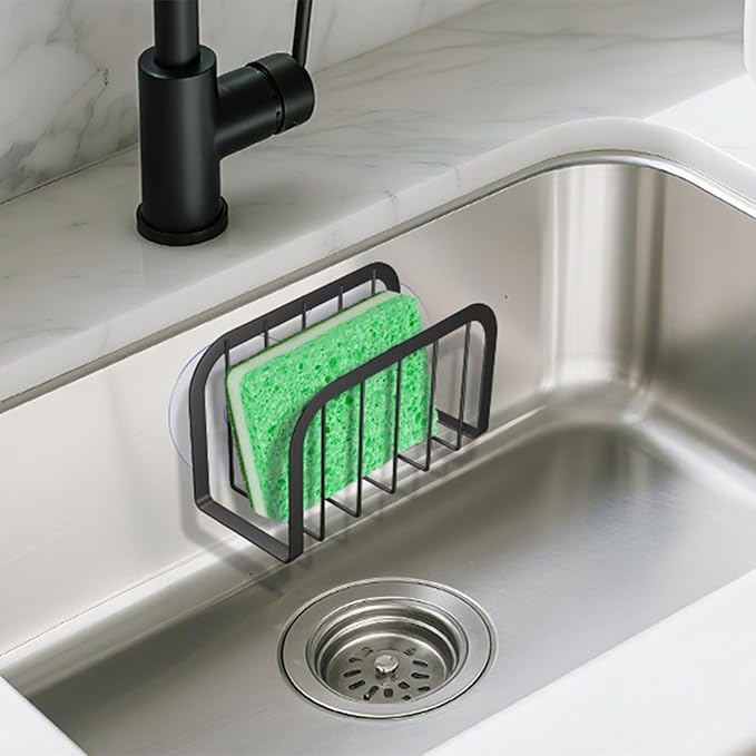 Sponge Holder for Kitchen Sink,Kitchen Caddy with Sponge Holder,Dish Soap Holder - Black