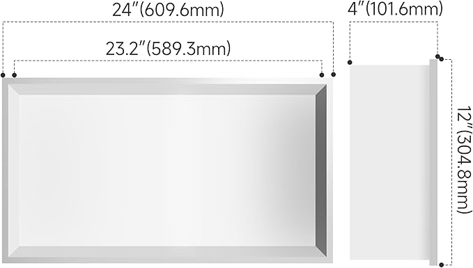 BATHFINESSE Shower Niche 24" X 12" White, Stainless Steel Wall Niche Recessed Shower Shelf for Bathroom Storage, No Tile Needed Over Mount Installation