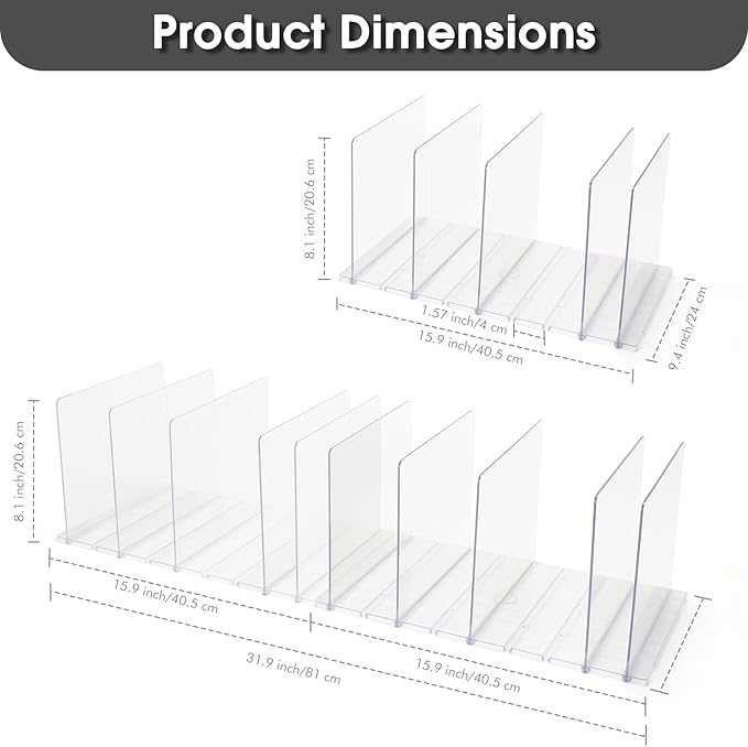 Purse Organizer for Closet, Clear Acrylic Clutch Bag Organizer, Adjustable Shelf Divider for Closet Organizers and Storage, Detachable Handbag Separators Dividers Rack for Bedroom Bathroom Office
