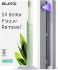 SURI 1.0 Sonic Electric Toothbrush with UV Cleaning Travel Case | 1 Month+ Battery | Designed in California | Electric Toothbrush for Adults | Travel Toothbrushes | Tooth Brush | Green