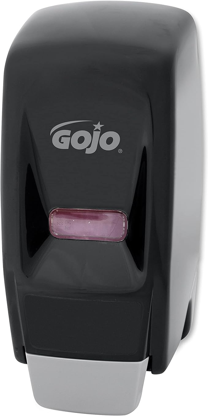 GOJO 800 Series Bag-in-Box Push-Style Lotion Soap Dispenser, Black, for 800 mL Lotion Soap Refills (Pack of 1) - 9033-12