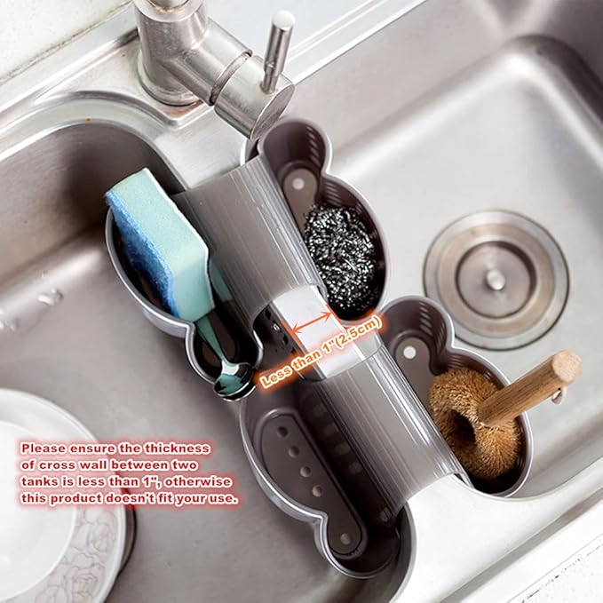 Kitchen Sink Caddy Sponge Soap Holder Hang Basket for Scrubber Dish Brush Kitchen Accessories Organizer (White,Saddle-shaped)