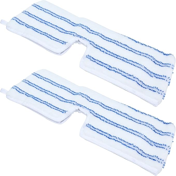 2 Pack Microfiber Mop Replacement Heads Compatible with O-Cedar Dual Action Flat Mop for Dry/Wet Use, Machine Washable Reusable Flip Mop Refills All Surface Cleaning(Blue White Stripe)
