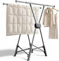 BIREN Clothes Drying Rack Heavy Duty Clothing Racks Foldable Laundry Rack Two Drying Modes Garment Racks for Drying Clothes, Adjustable Length from 32-55 Inches for Indoor Outdoor Use