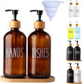 Amber Glass Soap Dispenser Set with Tray, Amber Dish and Hand Soap Dispenser Set, Refillable Reusable Apothecary Soap Pump Dispenser Bottles for Bathroom and Kitchen