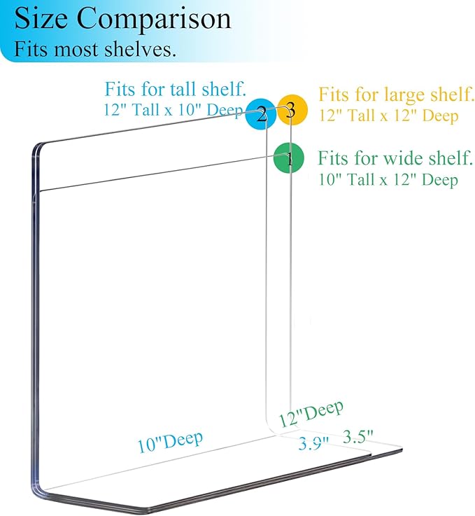 Lebouri Shelf Dividers for Closet Organization: Acrylic Shelf Dividers for Clothes Sweater Purse - Clear Closet Organizers and Storage Separators for Shelves, 8Pack