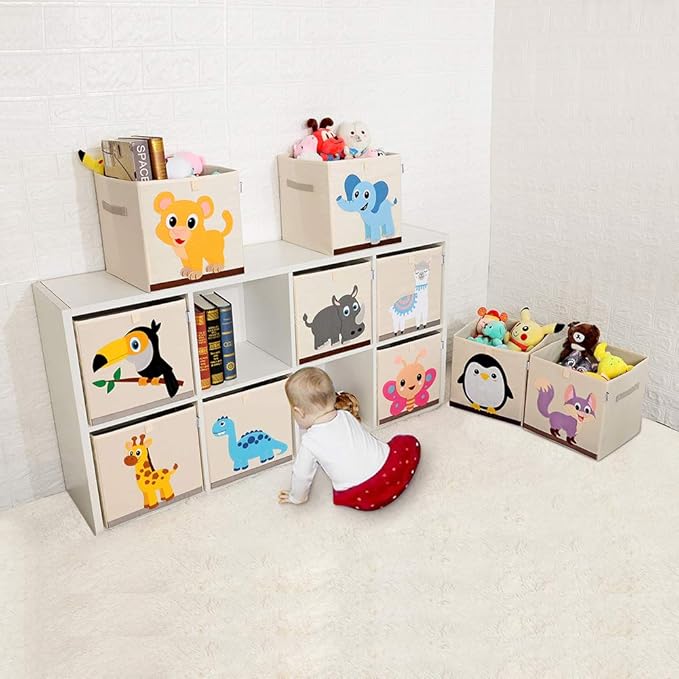 CLCROBD Foldable Animal Cube Storage Bins Fabric Toy Box/Chest/Organizer for Kids Nursery, 13 inch (Baby Lion)