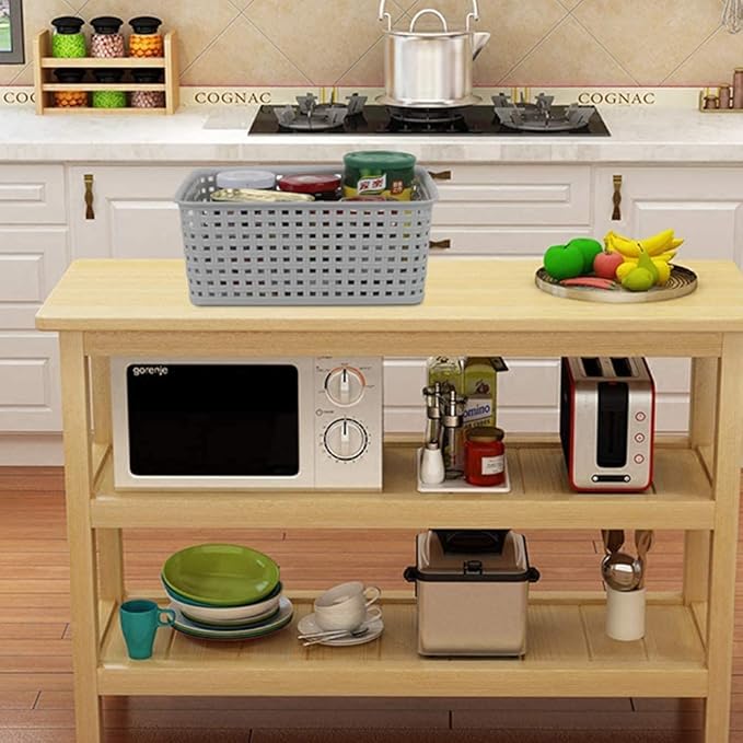 AREYZIN Small Storage Bins Plastic Storage Baskets Set of 6 Sturdy Small Pantry Organizer Bins Organization and Storage Shelves Baskets for Organization, Countertops, Desktops, Cabinets, Bedrooms