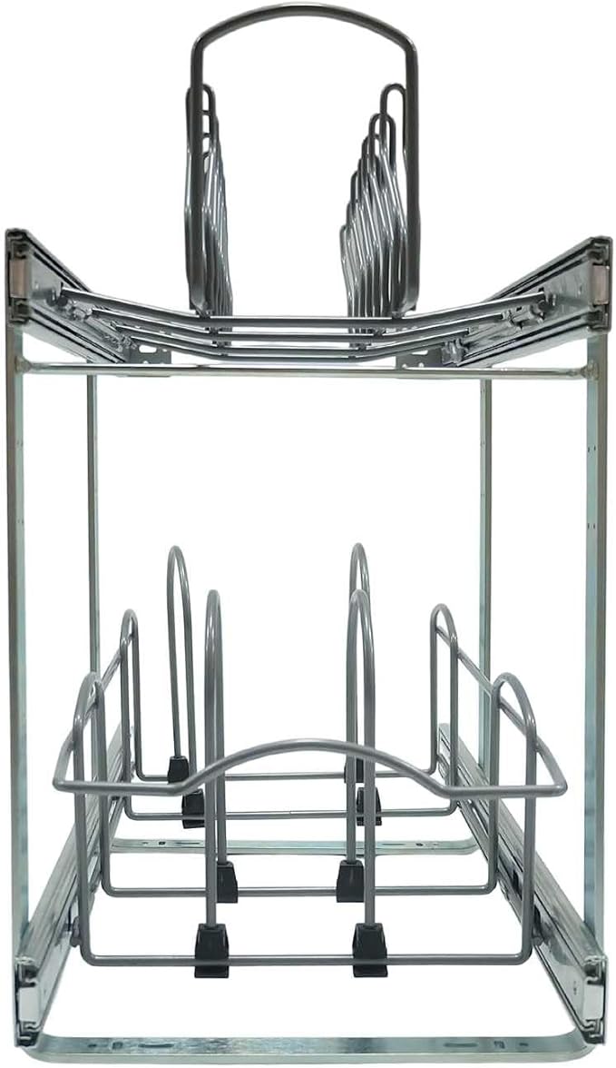 2 Tier Pull Out Pot and Pan Organizer,(11½"W x 22" D) Pull Out Cabinet Organizer for Pot Pan Lid Organization, Individual Pull Out Cabinet Organizer for 15 inch and above cabinet (11½"W x 22"D)