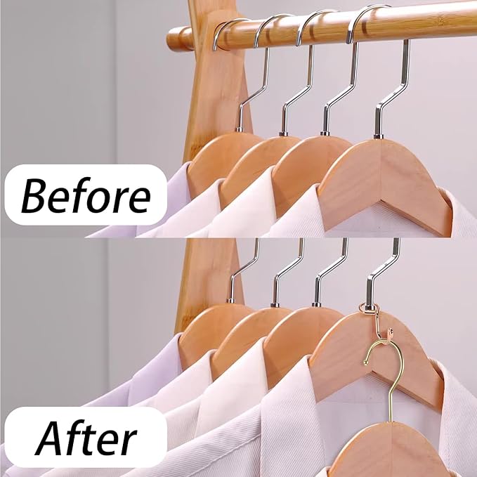 Sumnacon Gold Metal Connector Hooks - 30 Pcs Mini Cascading Hanger Extender Hooks for Velvet Wooden Hangers, Hat Bag, Rose Gold