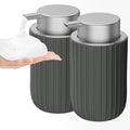 Ceramic Foaming Soap Dispenser, 12 oz Bathroom Foam Hand Soap Dispenser, Refillable Lotion Soap Dispenser with Removable Pump for Kitchen Hand Wash Dispenser, Modern Home Decor (2Pack-Matte Grey)