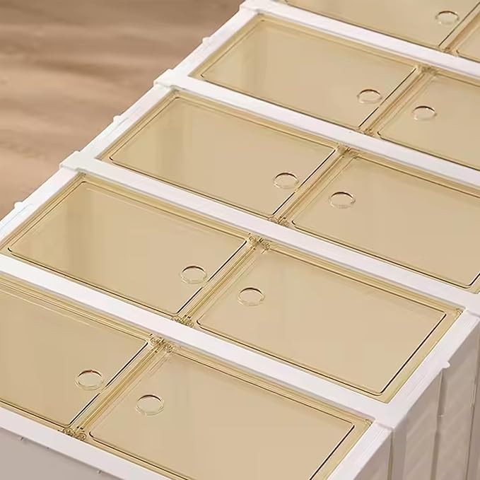 2PCS 6 Tier Easy Assembly Collapsible Shoe Cabinet Foldable Shoe Organizer Stackable Shoe Storage Box with Clear Door for Front Door Entrance