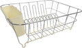 Dish Drying Rack & Cutlery Holder 2 Piece Set - Compact Sink-Fitting Dish Drainer with Rubberized Undercoating, Space-Saving Kitchen Organizer for Plates, Cups, Bowls & Utensils in Sink, Ivory
