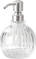 Round Bathroom Soap Dispenser Brushed Nickel Pump, Glass Bottle with Stainless Steel Pump Liquid Soap Dispenser Sphere Countertop Hand Kitchen