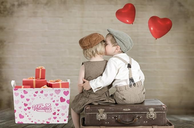 CLOCOR Rectangular Valentines Basket Empty,Toys Storage Basket,Waterproof Gift Basket,Room Decor(Valentine Basket)