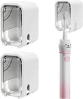 OIZOIZ 2 Pack Mini Toothbrush Holder Wall Mounted with Cover, Single Slot Toothbrush Storage Organizer for Shower, Compact Toothbrush Holders for Bathroom & Travel, Ideal for Family Tooth Brushes