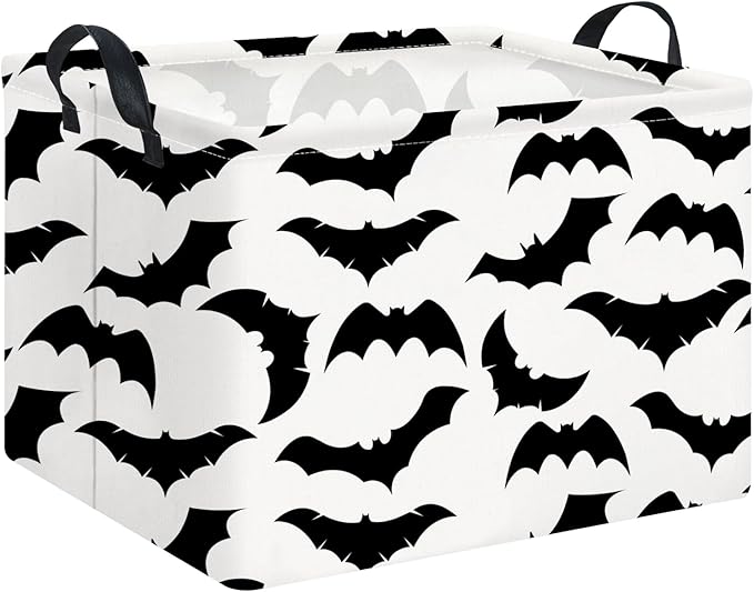 Rectangular Bat Print Storage Basket Empty,Collapsible Gift Basket with Handles,Toys/Books Box,Room Decor(Bats)
