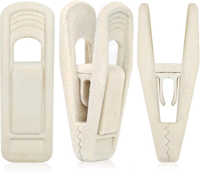 Beige Velvet Hangers Clips 50 PCS, Non-Slip Velvet Skirt Hanger Clips for Ivory/Beige Velvet Hangers, Strong Finger Clips Perfect for Thin Velvet Hangers Skirt Pant Suit Velvet Hangers