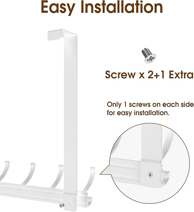 CHAUNCEY HOME Long Over The Door Hooks Hanger with 15.75" Arms for Easier Access by Shorter, Heavy Duty Door Hanger for Coat, F16U, Fits Standard 1 3/8'' Doors, Towel Racks for Bathroom, White
