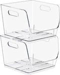 Sorbus Stackable Storage Bins Open Front, Clear Stackable Storage Bins, Pantry Bins for Storage and Organization, Acrylic Stackable Bins for Kitchen, Clear Pantry Organizer Bins (Medium Square 2 Pack)