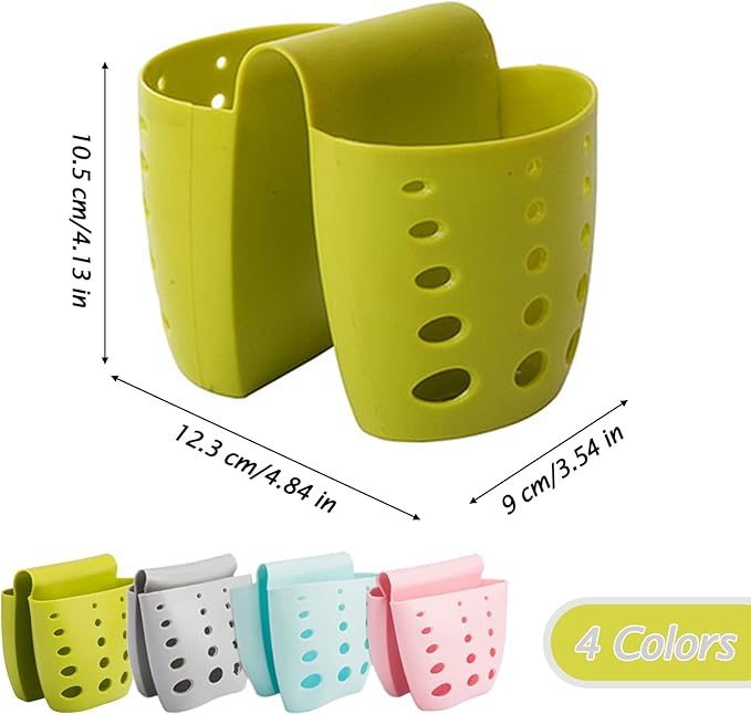 TXIN Sink Hanging Drain Basket, Double Sponge Sink Holder Silicone Kitchen Gadget Storage Organizer (Grey)