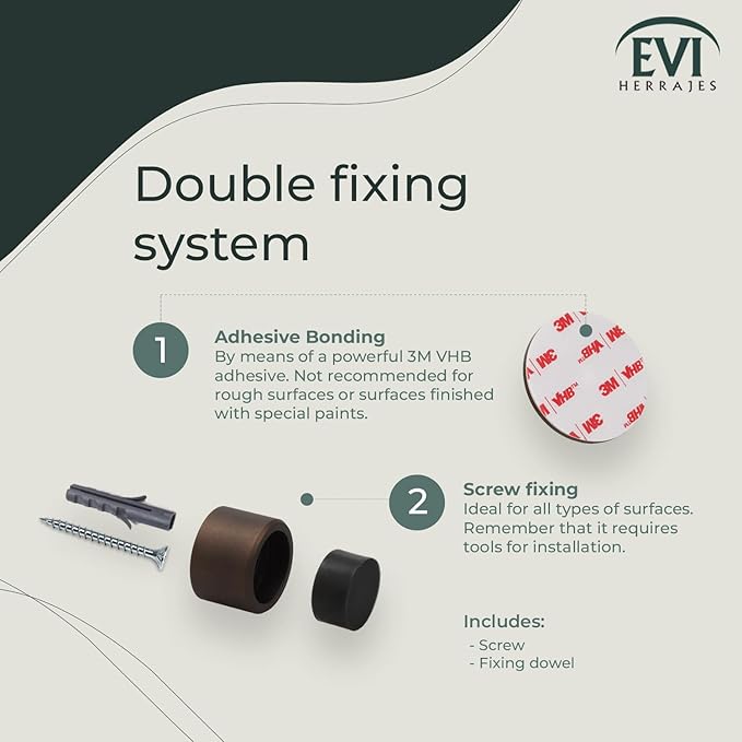 EVI | Wall Adhesive Doorstop | 1.1'' X 1.1'' | Great Adherence | Rustic Brass Finish | 100% Functional | Mod. 198/28