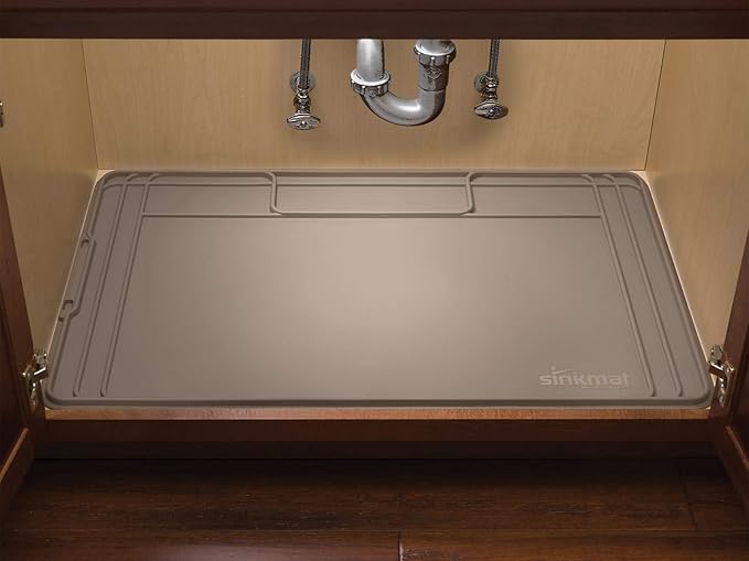WeatherTech SinkMat – Waterproof Under Sink Liner Mat for Kitchen Bathroom – 34” x 22” Inches - Durable, Flexible Tray – Home undersink Organizer Must Haves, Tan