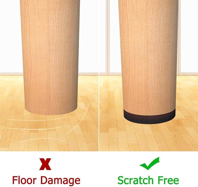 Yelanon Non Slip Furniture Pads - 16 pcs 3" Round Felt & EVA Furniture Grippers, Dark Brown & Black, Self Adhesive Rubber Feet for Hardwood, Laminate, Tile, Vinyl, Cork Floors