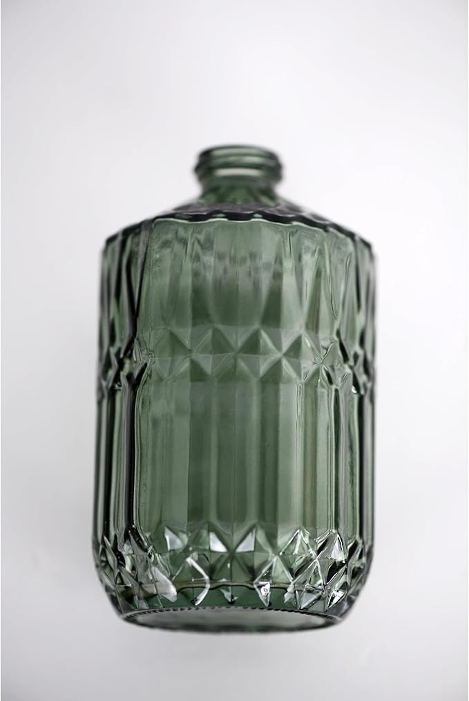 18oz Green Glass Soap Dispenser, Refillable Kitchen, Bathroom Thick Glass Soap Dispenser with Black Rustproof Pump for Dishwashing Liquid, Hand Soap, Lotion, Body Wash (Green-Black Pump)