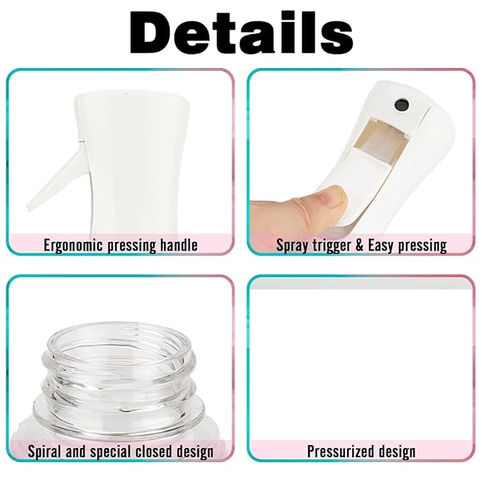 Spray Bottle for Hair (10.15OZ /300ML) Continuous Ultra Fine Mist Sprayer for Hair, Salons, Barber, Plants, Skin Care, 1 Pack Pure White