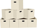 Fabric storage bins Cubes, Fabric Cube Organizer with Handle, Foldable Cube Bins for Cloth or Accessary Storage, 11x11x11, Set of 8, (Creamy White)