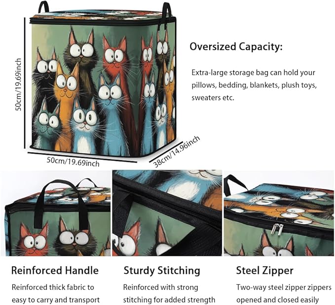 2pcs closet organizers and storage under bed,clothing blanket sweater sheet bedding comforter duvet quilt pillow toy storage bags with lids,dorm room essentials for containers 95L