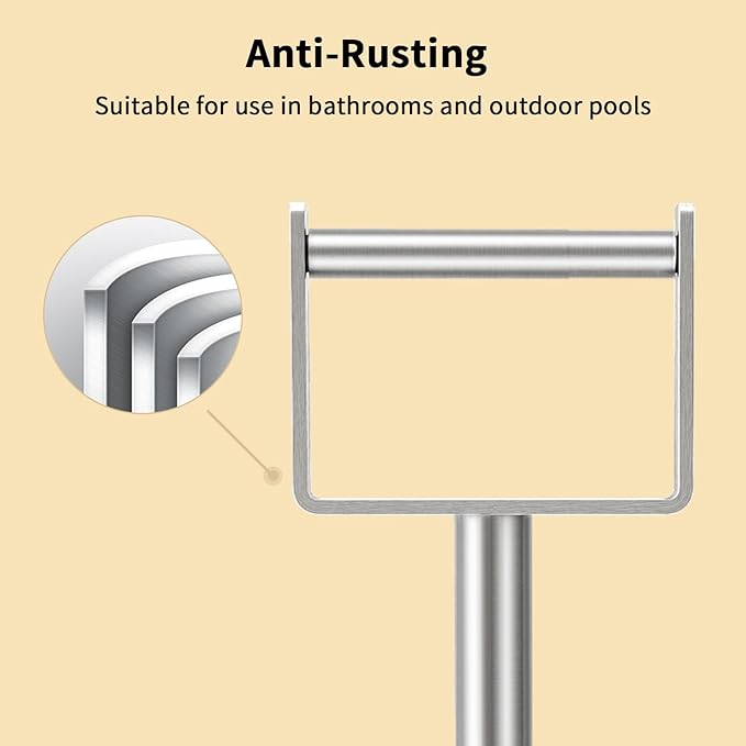 YUMORE Toilet Paper Holder Stand with Storage, Bathroom Weighted Base Floor Toilet Paper Roll Holder Free Standing for 3 Rolls, Brushed Nickel