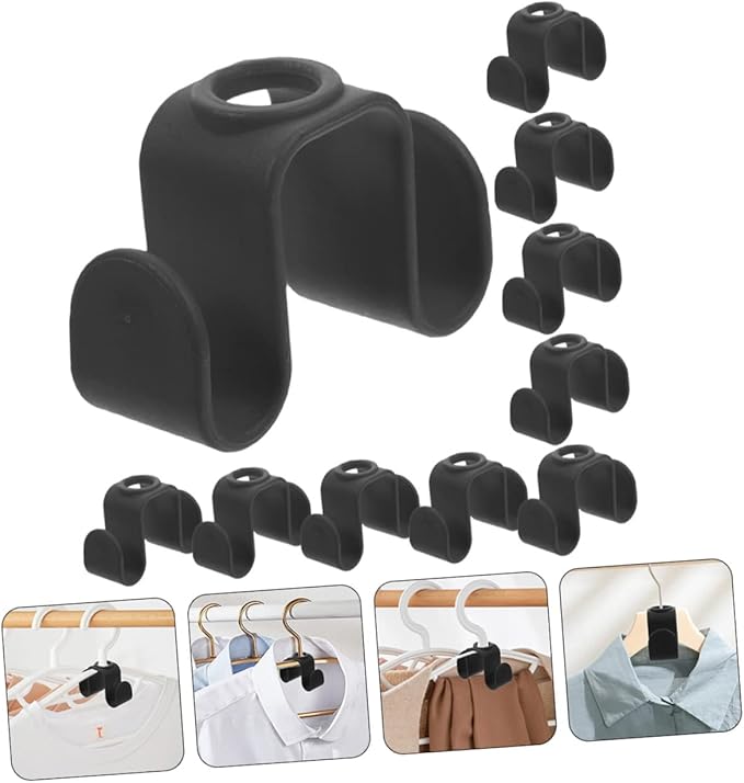 Homoyoyo 10pcs Closet Double Sided Hanger Hook Hangers for Clothes Hooks for Clothes Connector s Organizer Connecting Buckle s Double-Sided Connector s Abs