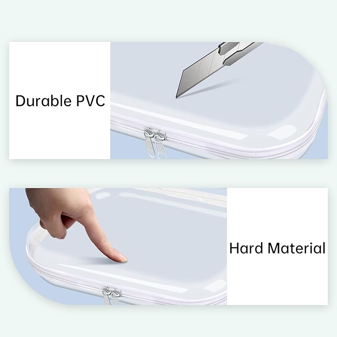 Clear Hard Shell Zipper Case,6PCS Transparent Clear Zipper Pouches,Hard Side Plastic Case Set,Portable Travel Storage Organizer Bins