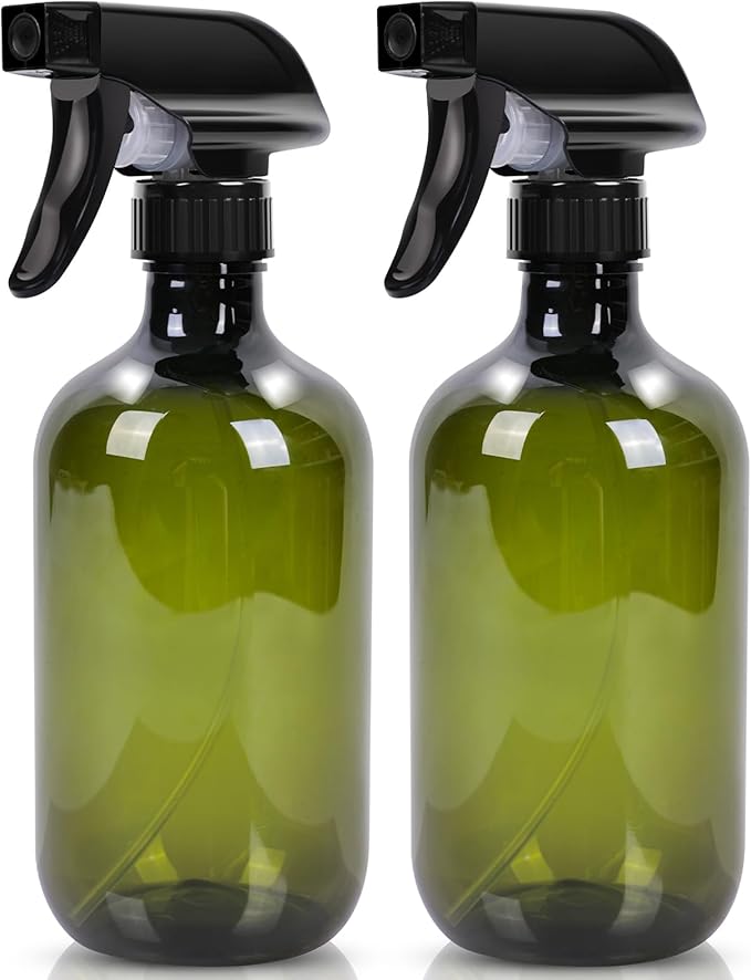 Cleaning Spray Bottles for Plants Misters Inside, 2 Pack 16.9 oz Squirt, Water Spray Bottle Mist Sprayer, No Leak Hair Mister Empty Adjustable Nozzle (Green)