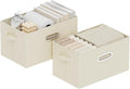 Foldable Cloth Basket with 3 Handles, Decorative Open Storage Boxes, Stackable Cube Organization, Fabric Bins for Shelves, Closet, Living Room, 13x9.1x7.9in, Beige, 2 Pack