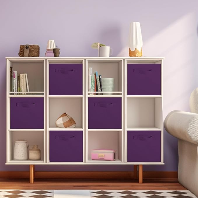 ShellKingdom Storage Bins, Foldable Fabric Storage Cubes And Cloth Organizer Drawer For Closet And Toys, 13 X 13 X 13 INCH, 2 Pack (Purple)