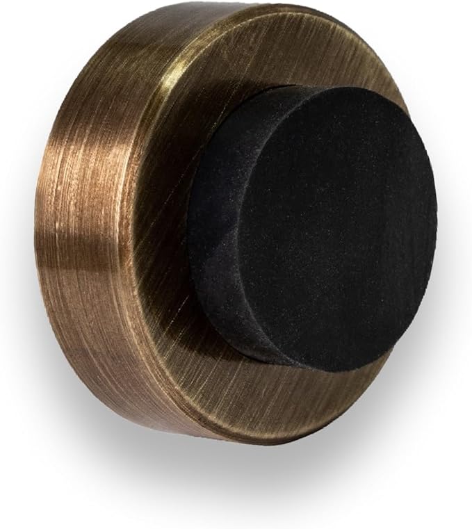 EVI | Wall Mounted Doorstop | Natural Silicone | Adhesive or Screw Installation | Brass Antique