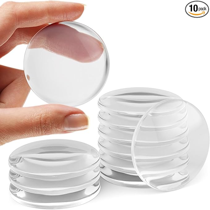 Strongest Home Wall & Door Handle Stopper 2" Set of 10 Pieces of Clear Rubber Door Knob, Round Wall Shield Cushion, Quiet Wall Protector for Door Handle, Guard Door Bumper Self-Adhesive