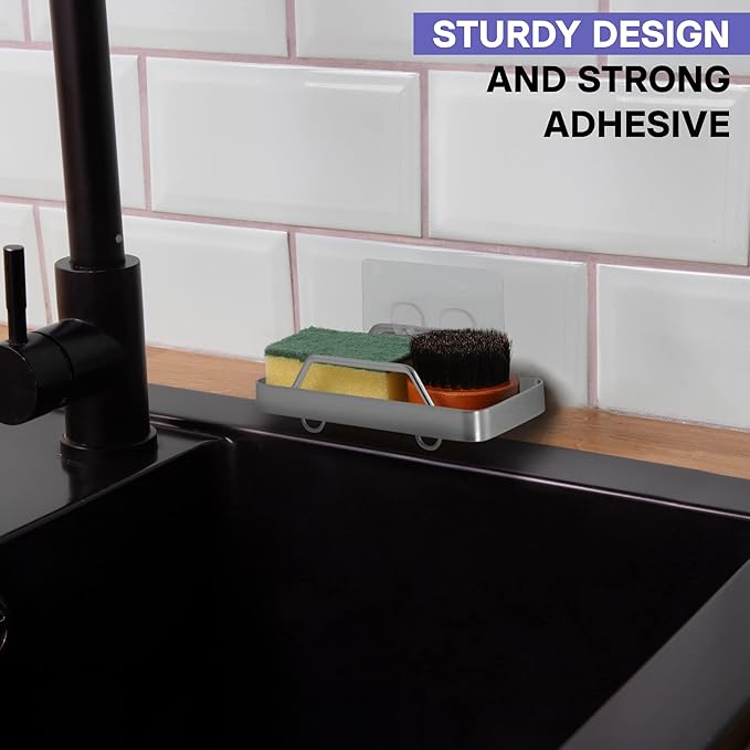 KINCMAX Premium Adhesive Soap Holder for Shower Wall - Drill Free Bar Soap Dish for Bathroom Storage - Stainless Steel Shower Soap Caddy w/Adhesive Sticker (Silver)