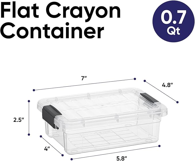 Superio Mini Storage Container Plastic Crayon Box Art Supplies and Sewing Case Stackable Clear Small Organizer for Beads, Stationery, Chalk, and Food, 0.7 Quart, 3 Pack