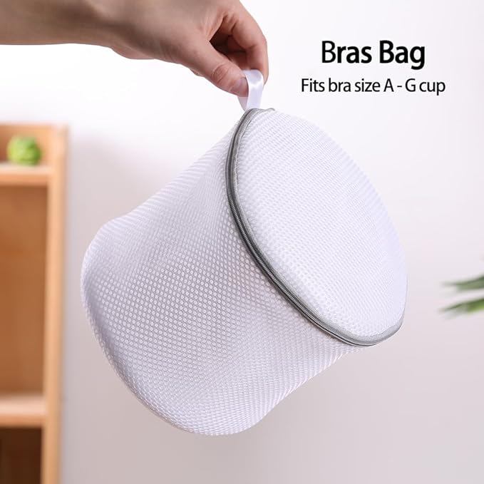 Kimmama Bra Washing Bags for Laundry, Lingerie Bags for Washing Delicates, Large Bra Laundry Bag for Washing Machine, Sandwish Mesh, 8x8x8"