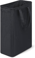 Slim Laundry Hamper, 48L Ultra Thin Collapsible Laundry Basket with Handles, Foldable Basket Laundry Bag Dirty Clothes Hamper for Bathroom Bedroom(Black)