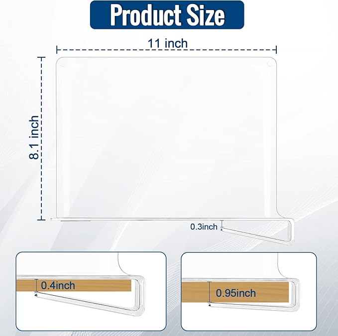 BAUMFEUER 2 Pack Clear Acrylic Shelf Dividers for Closet Shelf Organizer of Bedroom Kitchen Office Bathroom Organizer for Clothes Books and Handbags