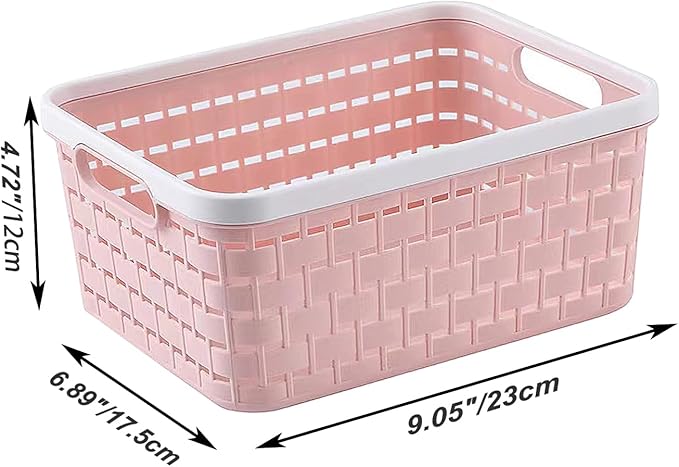 Plastic Storage Bin Baskets, Toilet Paper Basket for Bathroom, Plastic Organizer Shower Caddy with Handles for Living Room (Small Blue 2 pack)