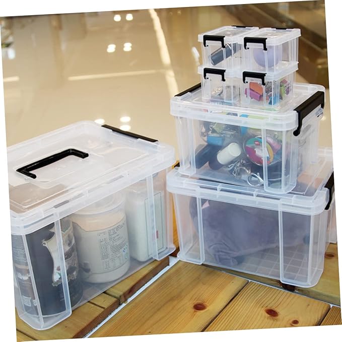 PRETYZOOM 8pcs Mini Storage Boxes Transparent Household Storage Containers for Toys Sundries and Design for Organizing